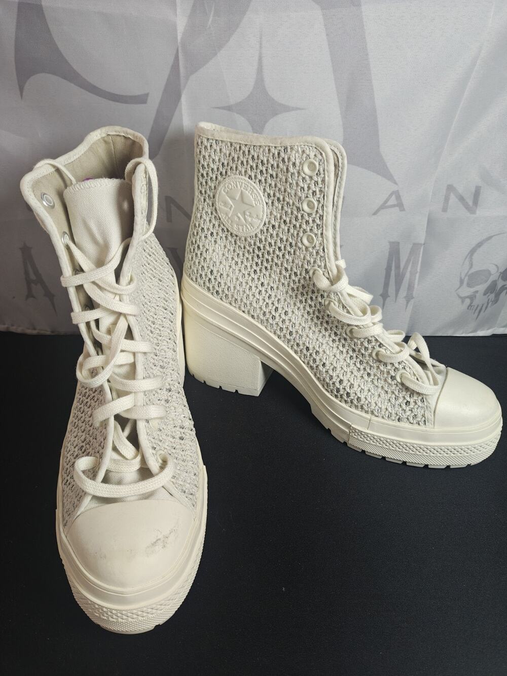 Converse Unisex 10.5 / 12.5 Chuck 70 De Luxe Heel White Platform A07535C Blems